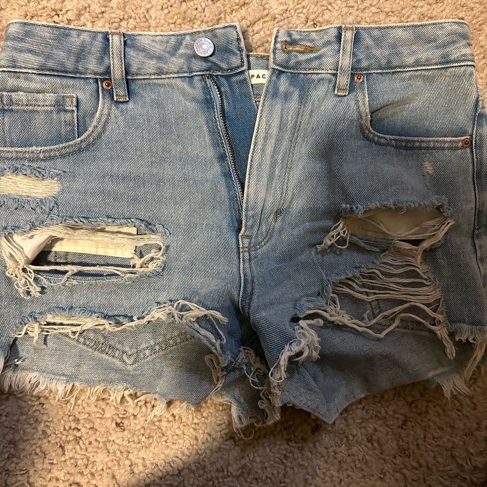 PacSun Ripped Light Blue Jean Shorts